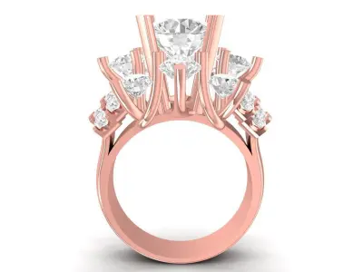 Luxury Cluster Diamond Ring with Floral Design 3490 3D print model