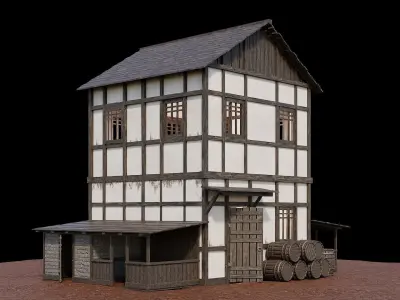 Medieval Village Asset 12 - 4K Textures Game Ready Low-poly 3D model