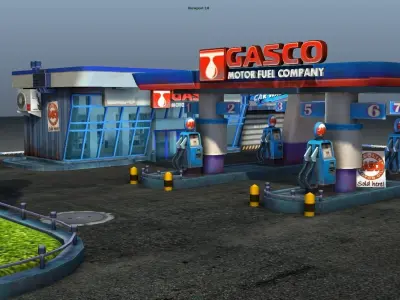 Gas Station pack - low poly Low-poly 3D model