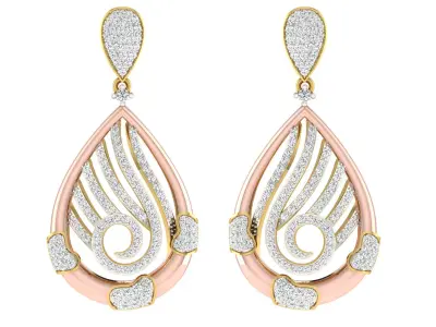 Solitaire Women Drop Earring 3dm STL OBJ FBX Renders Details 3D print model buy