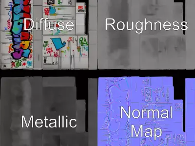 Vibrant Graffiti Wall model pack Low-poly 3D model