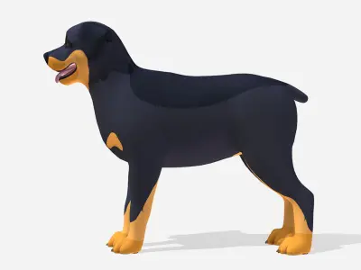Cartoon Dog -Rottweiler Low-poly 3D model