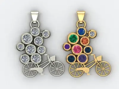 Bicyle With Diamond Pendants 3D print model