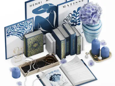 Blue decorative set 3D model