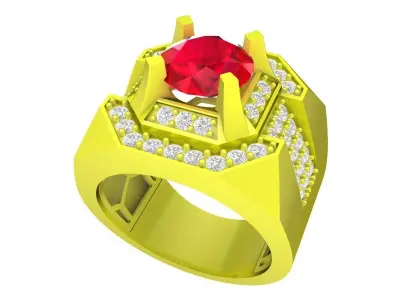 A7642 Korean Style Luxury Diamond Men Ring 3D Model 3D print model
