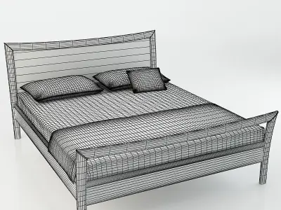 Bed with Intarsia Panel - Grenat 3D model