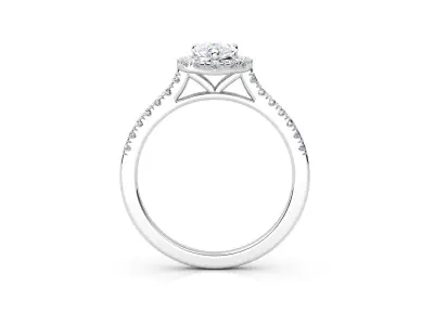 DR023 engagement ring pear halo 3D print model