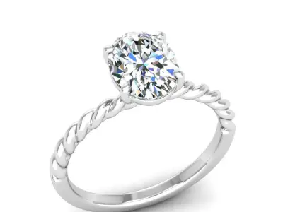 Engagement ring Victoria oval 3D print model