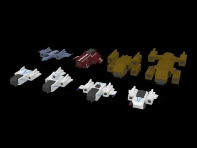 Complete Low-poly spaceship collection Low-poly 3D model