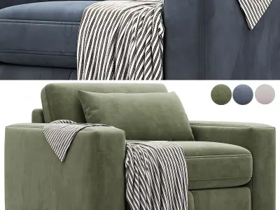 Kipton Wide Arm Nubuck Leather Sofa 140 By Arhaus 3D model