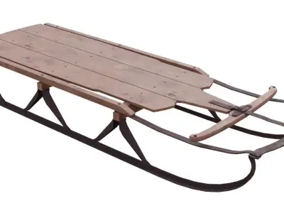 Sled 1 wooden Low-poly 3D model