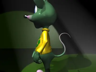 Green Mouse RIGGED Low-poly 3D model