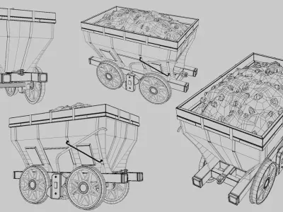 Coal Mine Cart Low-poly 3D model