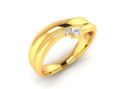 Band 3dm Render Details two diamond ring gold 3D print model