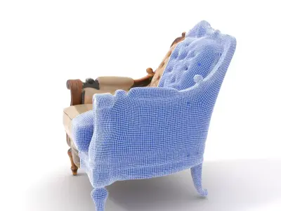 Elegant French Armchair model pack Low-poly 3D model