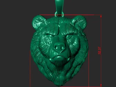 A BRUTAL MEN S PENDANT WITH A BEAR S HEAD Printable Model 3D print model