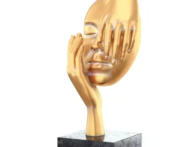 Decorative figurine face with hands 3D print model