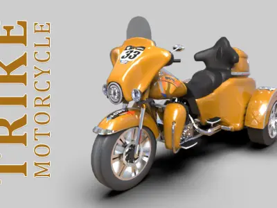 Lowpoly Trike Motorcycle HQ Low-poly 3D model