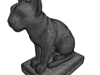 Weathered Mossy Cat Statue Low-poly 3D model