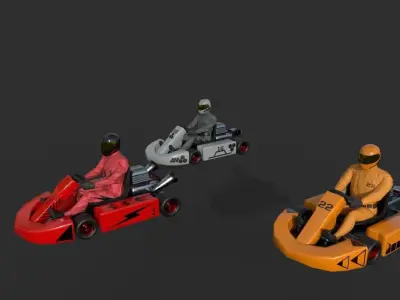 Kart Model pair of racing cars Low-poly 3D model