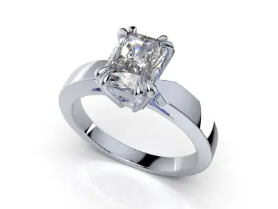 Diamond Radiant Shape Engagement Ring MEDIA Design-CC118 3D model
