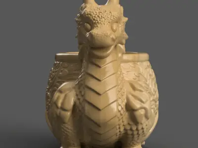 dragon planter - vase - garden urn - candy dish -candle holder 1 3D print model