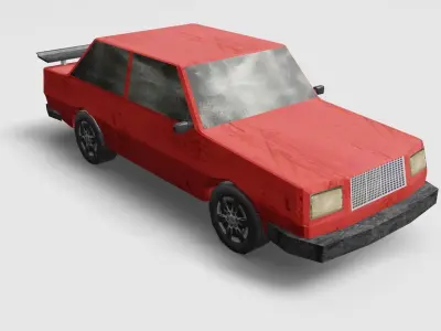 Old car  Low-poly 3D model