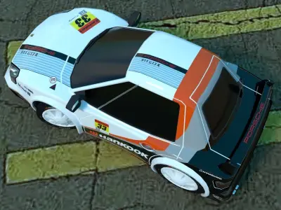 Rigged low poly cartoon racing car HANKOOK Low-poly 3D model