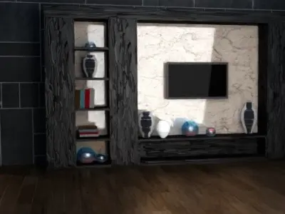 TV WALL INTERIOR  Low-poly 3D model