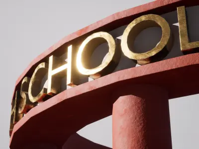 High-School entrance Low-poly 3D model