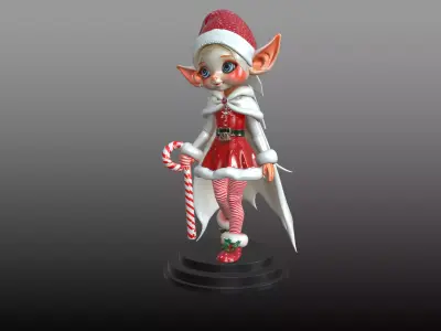Christmas Elf Girl STL Festive Holiday Figurine 3D print model