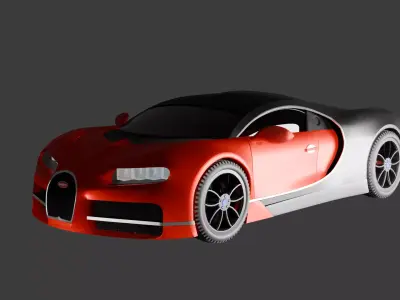 Bugatti chiron with clean quad topology Low-poly 3D model