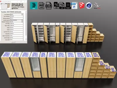 Kitchens and closets library of dynamic blocks Kitchen cabinet Low-poly 3D model