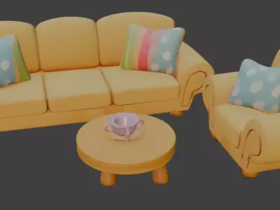 Cartoon sofa set 3D model