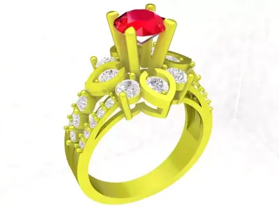 Luxury Floral Halo Gemstone Ring for Women  4436 3D print model