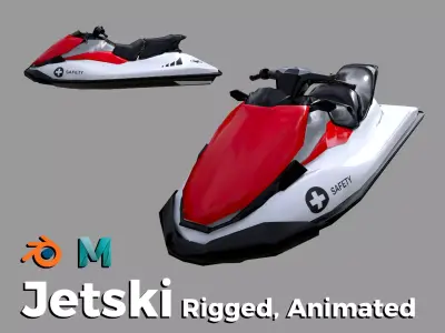Red Jetski Low-poly 3D model