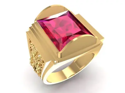 Luxury Square Emerald Gemstone Ring for Men  214 3D print model