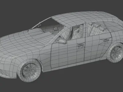 Generic Station Wagon Car With Interior Lowpoly 3D Model Low-poly 3D model