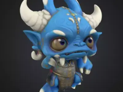 Cute Blue Monster 3D Model Low-poly 3D model