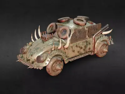 VW Apocalyptic Car PBR Low-poly 3D model