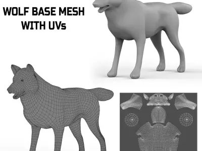 Wolf Base Mesh Low-poly 3D model