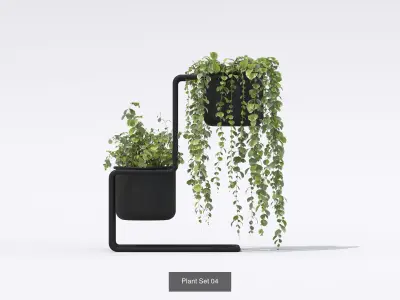 metal plant set 01 3D Model Collection