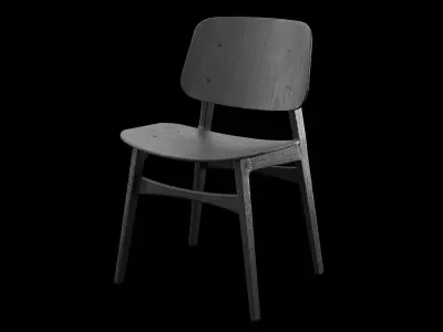 Soborg  Chair Black Ash wood Low-poly 3D model