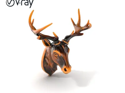 Ornate Deer Head Door Handle model pack Low-poly 3D model