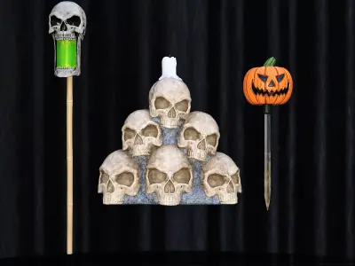 Halloween Pumpkin Skull Pile Pack Low-poly 3D model