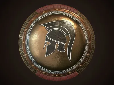 Hoplite Shield Helm Low-poly 3D model