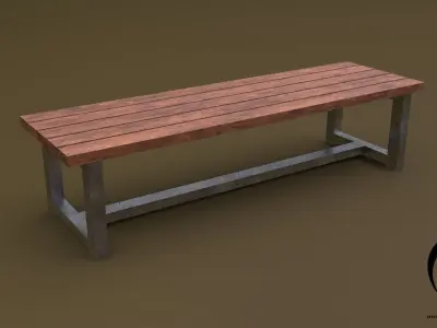 Bench Set 8M1T 03 Low-poly 3D model