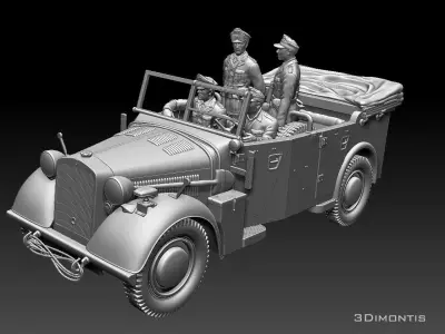 horch 901and general Rommel 3D print model