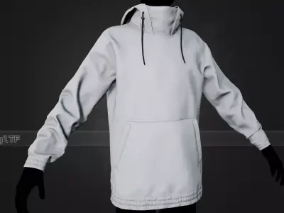 White Snowboard Hoodie Style 2 Low-poly 3D model