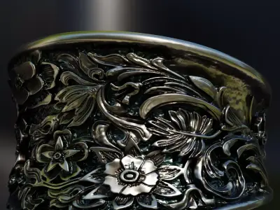 acanthus flowers ring - baroque 3D print model